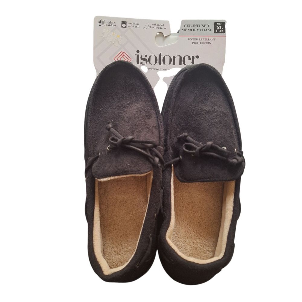 Isotoner Men's Black Loafers Gel Infused Memory Foam Indoor Outdoor XL 11 - 12